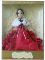 SONYA Золотая Коллекция: в красном платье с меховым палантином R9003